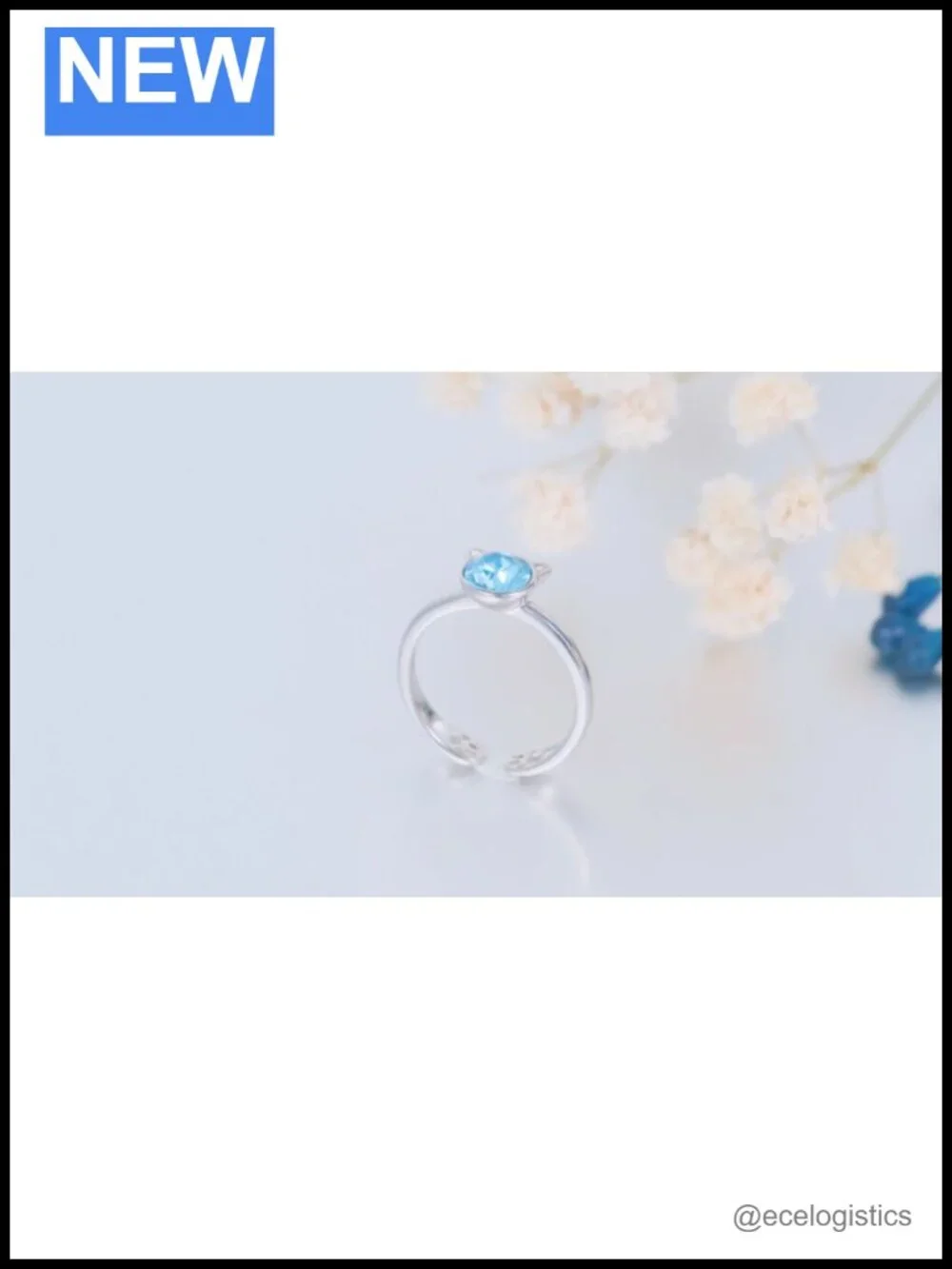 925 Sterling Silver Cat Ring with Austrian Crystal Adjustable Stacking